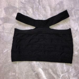 Black Nylon Stretchy High-Neck Bandeau/Bra